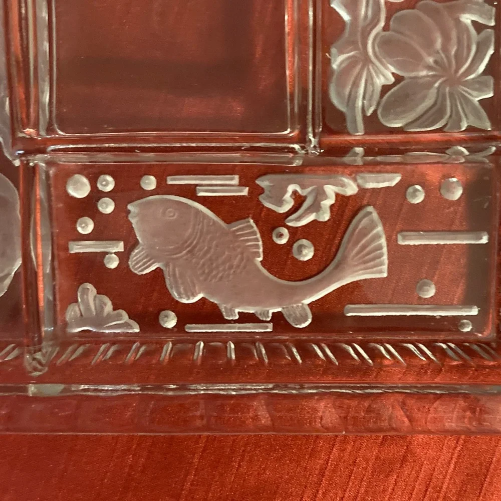 HOST PICK😀Vintage Frosted Glass Divided Serving Tray